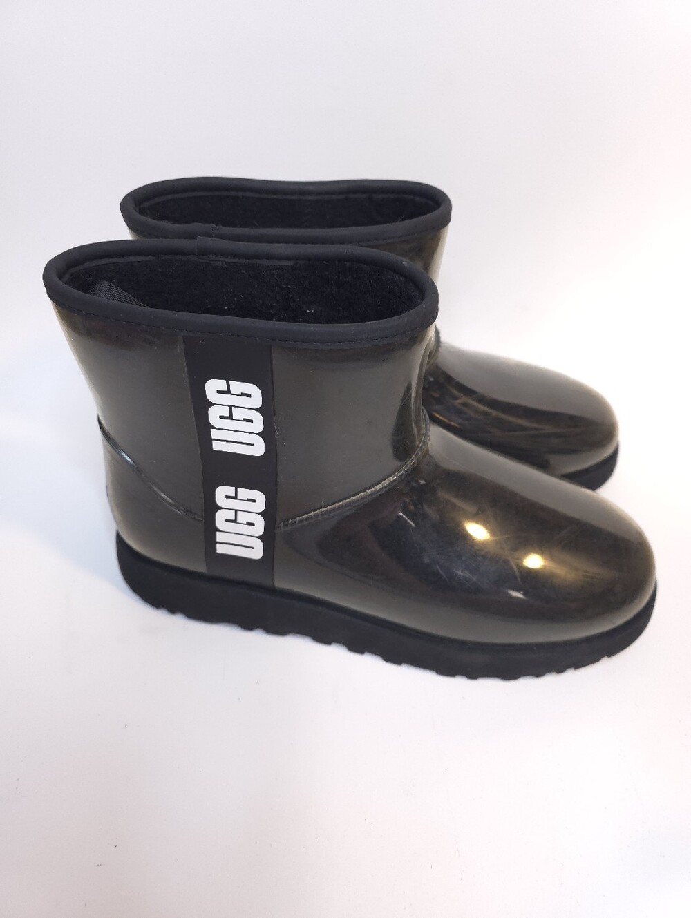 UGG Classic Clear Mini Waterproof Rain Boots Black Women’s Size 11